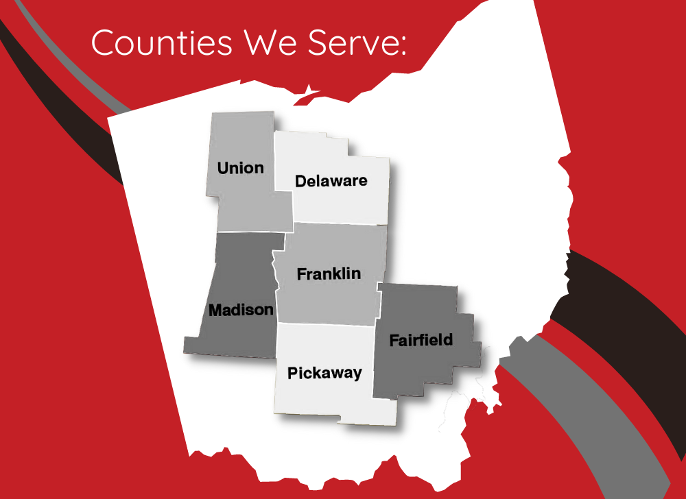Map of counties served: Franklin, Union, Delaware, Fairfield, Pickaway and Madison